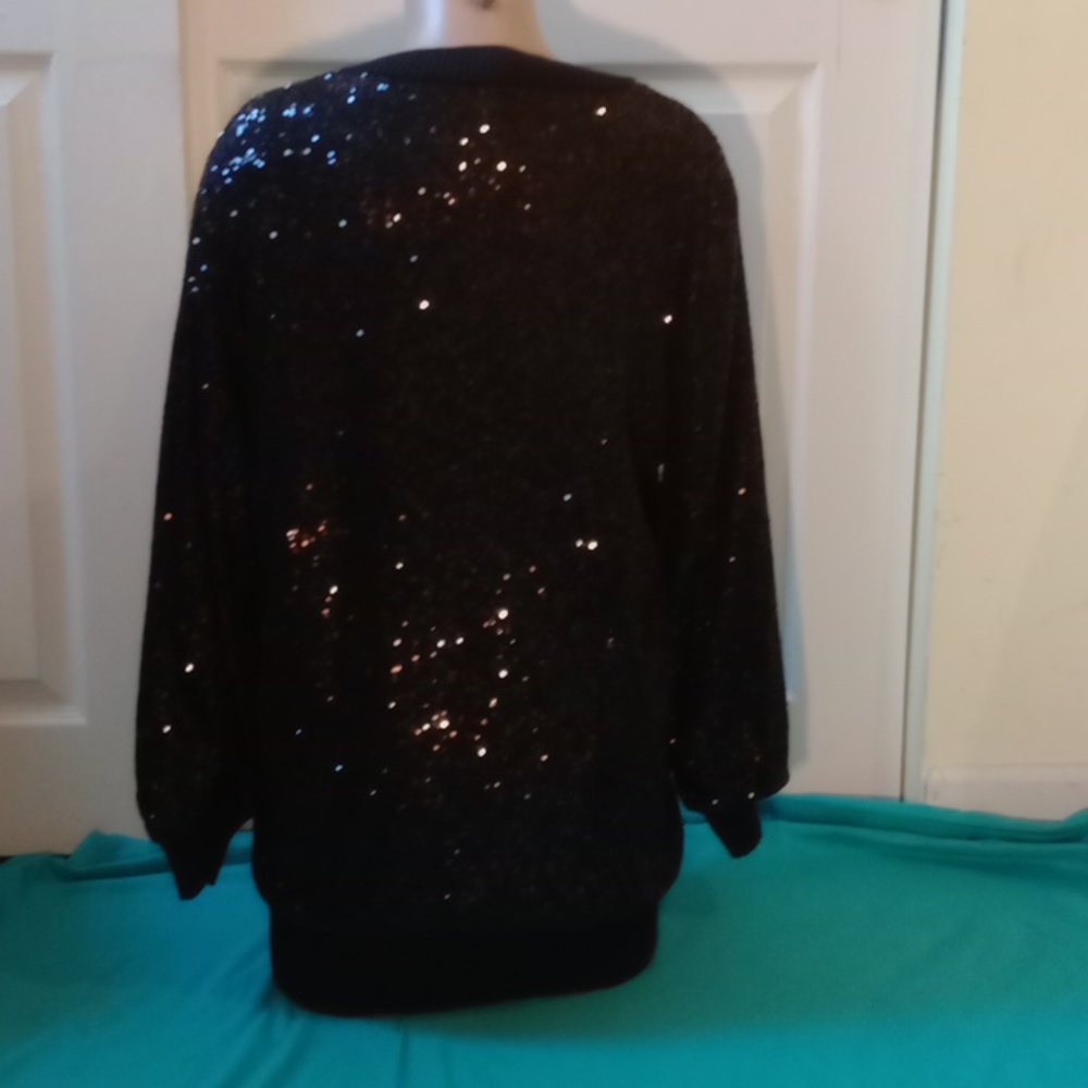 INC International Concepts Black Sequin Cardigan - Picture 5 of 11